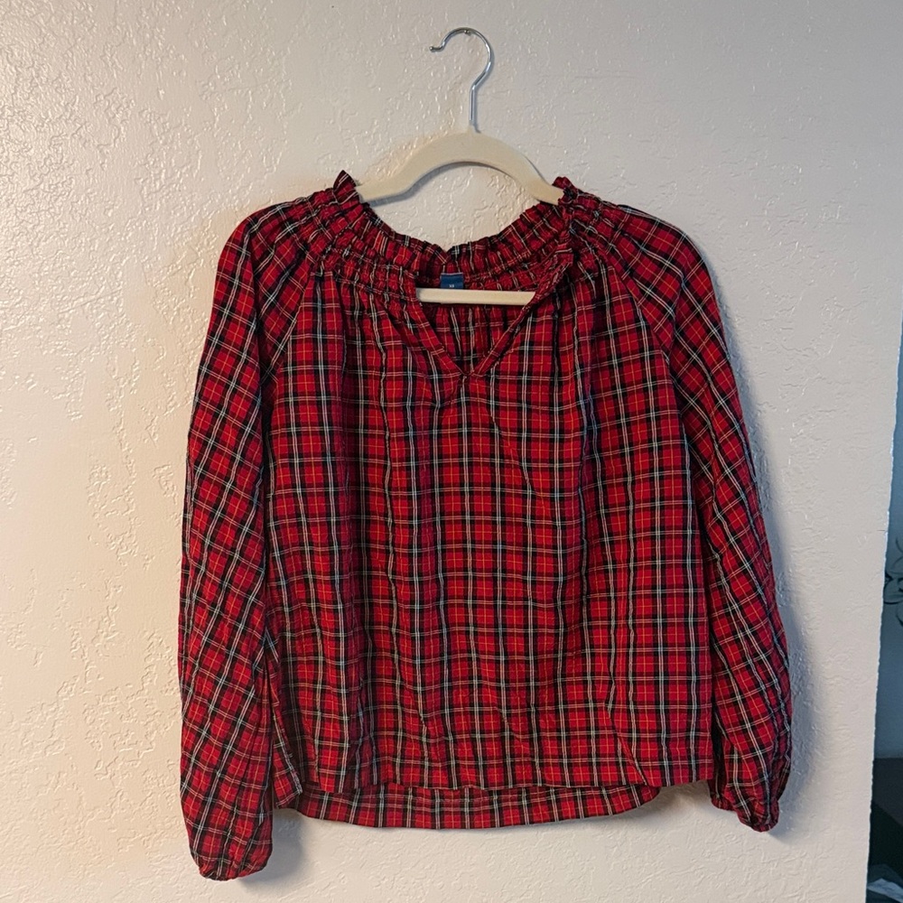 Old Navy Red and Black Plaid Shirt